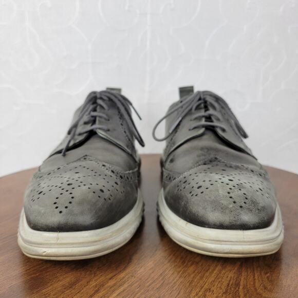 ECCO Mens St 1 Hybrid Lite Brogue Wingtip Magnet Shoes 10 Gray Leather Oxford - Picture 8 of 16